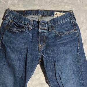 Hollister Blue Bootcut Jeans with Lived-In Look